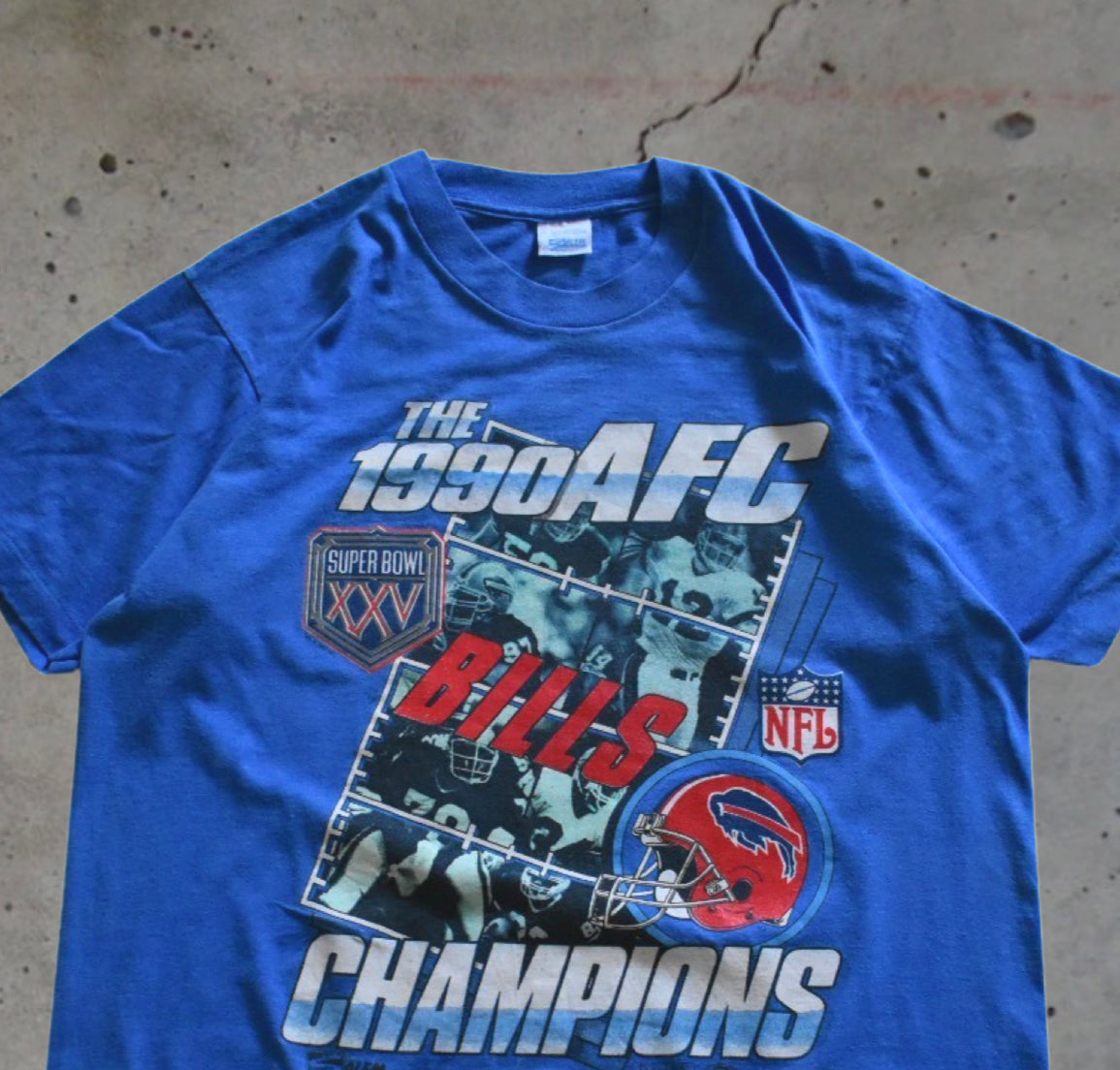 Vintage Super Bowl XXV 1990 AFC Champions Buffalo Bills Tee (XL) by
