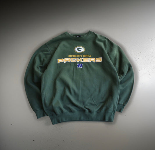 Green Bay Packers Spell Out Logo Crewneck Sweater (M)