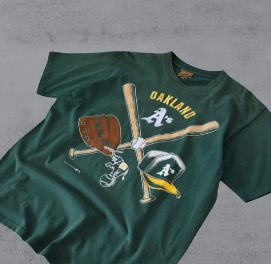 Oakland A’s Embroidered & Graphic Tee (L)